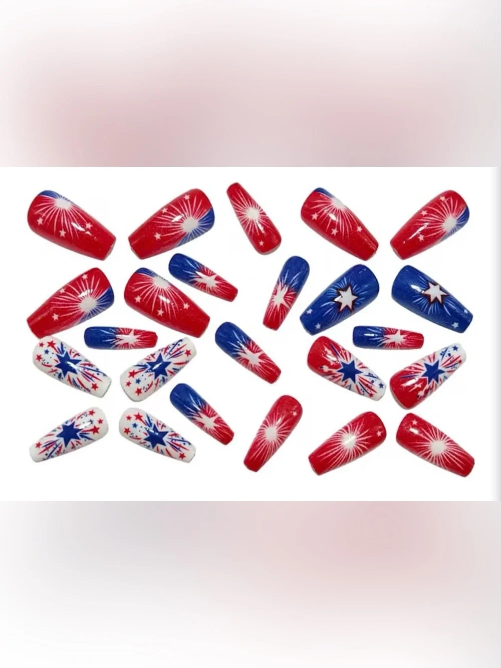 Patriotic Firework Nail Wraps - Red, White & Blue